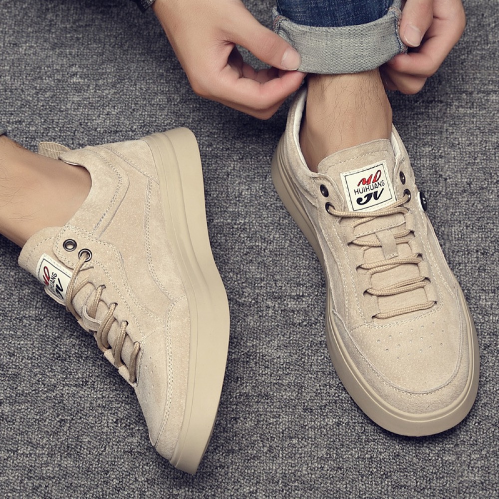 Men's Autumn New Trend Sports Casual Shoes Low-Top Leather Sneakers White